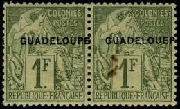 Neuf Avec Charnière N° 26da, 1F Olive Variété GuadelouEp Tenant à Normal, Petite Tache Sinon TB, Signé Brun - Sonstige & Ohne Zuordnung