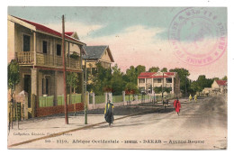 Postcard Senegal Dakar Avenue Roume Posted 1918 French Navy Cachet - Senegal
