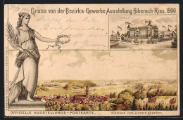 Lithographie Biberach-Riss, Bezirks-Gewerbe-Ausstellung 1900, Ortsansicht Vom Lindele Aus  - Ausstellungen