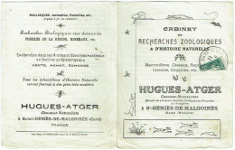 30. St. Géniès-de-Malgoirès. HUGUES-ATGER, Chasseur-Naturaliste. Cabinet De Recherches Zoologiques...Entomologie. - Advertising