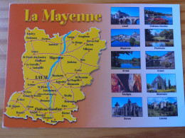 53 -  LA MAYENNE- Carte Géographique- Contour Du Departement  Avec Multivues - Mapas