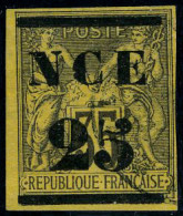 Oblitéré N° 4, 25 S/35c Violet Noir S/jaune, TB, Signé Calves - Photo WEB - Other & Unclassified
