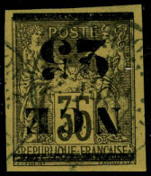 Oblitéré N° 4a, 25 S/35c Violet-noir S/jaune Surcharge Renversée Grandes Marges, Sup, Signé Calves - Sonstige & Ohne Zuordnung