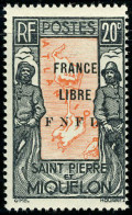 Neuf Sans Charnière N° 285, 20c France Libre, Signé Calves - Sonstige & Ohne Zuordnung