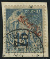 Fragment N° 6a, 75 Sur 15c Bleu, Surcharge SENEGAL En Rouge, T.B. Rare, Signé Calves + Champion - Other & Unclassified