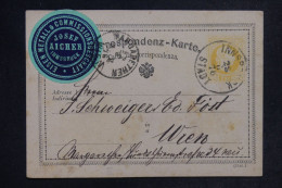 AUTRICHE - Entier Postal De Innsbrück Pour Wien En 1876 Avec étiquette Commerciale  - L 152414 - Cartoline