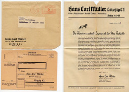 Germany 1941 3pf. Meter Cover, Paketkarte & Fur Catalog; Leipzig - Hans Carl Müller, Felle Und Rauchwaren To Schiplage - Macchine Per Obliterare (EMA)