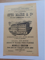 Ancienne Publicité Horlogerie OTTO MAIRE ET CIE LONGEAU Près  Bienne Suisse 1914 - Svizzera