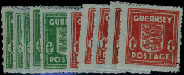 Neuf Sans Charnière N° 1/2, 1/2 Vert-jaune Et 1p Rouge X 5 Exemplaires De Chaque, Tous TB - Sonstige & Ohne Zuordnung