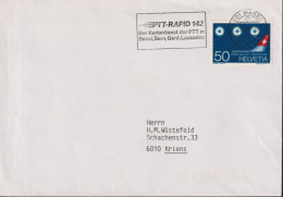 1968/90 Schweiz Brief, Zum: 455, Mi: 873, ⵙ BASEL U. Flagge: PTT-RAPID 142 Der Kurierdienst Der PTT - Eerste Vluchten