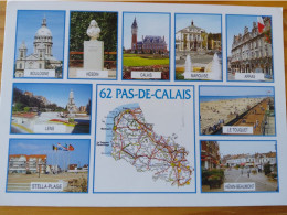 62 - PAS DE CALAIS- Carte Géographique- Contour Du Departement  Avec Multivues - Cartes Géographiques