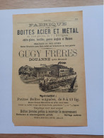 Ancienne Publicité Horlogerie GUGY FRERES DOUANNE Près  Bienne Suisse 1914 - Svizzera