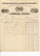 FACTURE.LYON.ATELIERS & CHANTIERS DE CONSTRUCTION.CHAUDRONNERIE,MACHINES & BATEAUX A VAPEUR.CHEVALIER & GRENIER. - Altri & Non Classificati