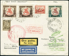 Lettre ZEPPELIN 6ème S.A.F. 1932. L.R. De Kaunas (10.IX.32), Pour Recife-Pernambuco. Au Verso CàD De Transit De Berlin ( - Andere & Zonder Classificatie