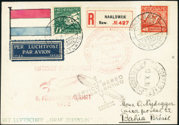 Lettre N° 4 Et 5. Sur C.P. Illustrée (Zeppelin) Recommandée Naaldwijk 6.X.32. Zeppelin 8è SAF 1932, Pour Bahia (Brésil). - Sonstige & Ohne Zuordnung