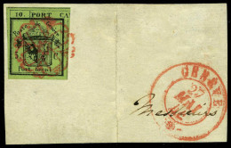 Fragment N° 1A, Demi Double De Genève (gauche), Obl Rosette S/Frgt Genève 27 Mai 44, Superbe, Signé + Cert. Fulpius - Other & Unclassified
