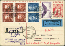 Lettre ZEPPELIN 5ème S.A.F 1932 S/C.P. CàD Romanshorn 28.VIII.32 CàD De Transit Et Friedrichshafen 29.8.32 Pour Recife.  - Other & Unclassified