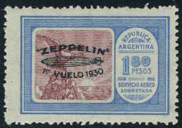 Neuf Avec Charnière N° 19A/E, La Série Zeppelin Surcharge Verte, TB, Signé Brun ( Sauf 3.60 Cote 10) - Other & Unclassified