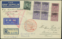 Lettre Zeppelin SAF Chicagofahrt 1933, LR De Tetuan 19 Sp 1933 Pour Pernambuco, Au Verso Cachet Rouge Illustré Berlin Fr - Other & Unclassified