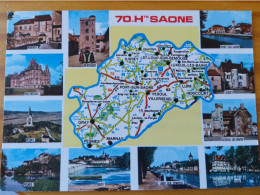 70  -HAUTE SAONE- Carte Géographique- Contour Du Departement  Avec Multivues - Maps