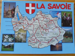 73 - LA  SAVOIE- Carte Géographique- Contour Du Departement  Avec Multivues - Cartes Géographiques