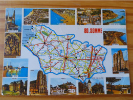 80 - LA SOMME -  Carte Géographique- Contour Du Departement  Avec Multivues - Maps