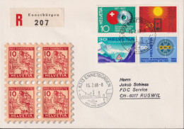1967 Schweiz R-Brief, Zum: 449-452, Mi: 858-861, ⵙ 6373 ENNETBÜRGEN - Brieven En Documenten