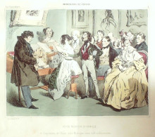 Litho Monnier Henry Impressions Du Voyage Planche N°1 Petite Réunion De Famille 1838 - Prenten & Gravure