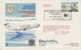 New Zealand Mid-winter Flight From Christchurch To McMurdo 21 JUNE 1981 2 Signatures (RT151) - Vuelos Polares