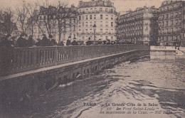 C11-75) PARIS - LA GRANDE CRUE DE LA SEINE JANVIER 1910 - LE PONT SAINT LOUIS AU MAXIMUM DE LA CRUE  - ( 2 SCANS ) - Alluvioni Del 1910