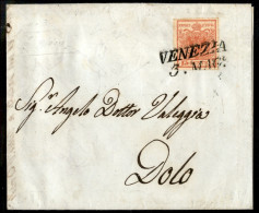 Antichi Stati Italiani - Lombardo Veneto - 15 Cent (14) Con Leggere Coste Verticali - Lettera Da Venezia A Dolo Del 3.5. - Autres & Non Classés