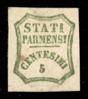 Antichi Stati Italiani - Parma - Governo Provvisorio - 1859 - 5 Cent (13 - Verde Giallo) Con Decalco Oleoso - Gomma Orig - Andere & Zonder Classificatie
