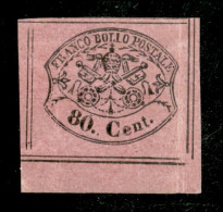 Antichi Stati Italiani - Stato Pontificio - 1867 - 80 Cent (20) Angolo Di Foglio (7 Filetti + Ottavo Parziale) - Gomma O - Autres & Non Classés