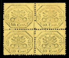 Antichi Stati Italiani - Stato Pontificio - 1868 - 40 Cent (29 + 29n) In Quartina Do Bordo Foglio (in Alto) Con Salto Di - Other & Unclassified