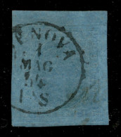 Antichi Stati Italiani - Sardegna - 1853 - 20 Cent (5) Bordo Foglio - Usato A Genova 1.5.54 - Otros & Sin Clasificación