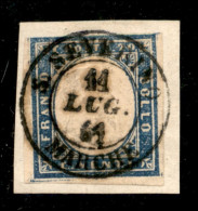 Antichi Stati Italiani - Sardegna - 1861 - 20 Cent (15Dh - Cobalto Chiaro) Usato Su Frammento A S. Severino Marche - Pre - Sonstige & Ohne Zuordnung