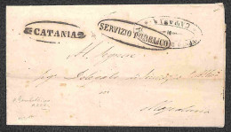Antichi Stati Italiani - Sicilia - 1861 (11 Marzo/24 Aprile) - Catania + Servizio Pubblico - Tre Pieghi Del Periodo - Autres & Non Classés