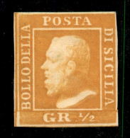 Antichi Stati Italiani - Sicilia - 1859 - Mezzo Grano (2) - Gomma Originale - Diena (1.200) - Andere & Zonder Classificatie