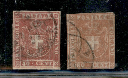 Delcampe - Antichi Stati Italiani - Toscana - 1860 - 40 Cent (21) + 80 Cent (22) Usati - Margini Corti - Da Esaminare - Autres & Non Classés