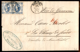 Regno - Vittorio Emanuele II - Lettera Affrancata Con Due 15 Cent Litografico (12 + 13) - Due Diverse Emissioni - Da Tor - Autres & Non Classés