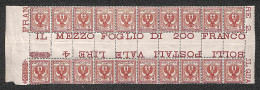 Regno - Vittorio Emanuele III - 1901 - 2 Cent Floreale (69) - Blocco Orizzontale Di 20 Con Interspazio Di Gruppo Al Cent - Autres & Non Classés