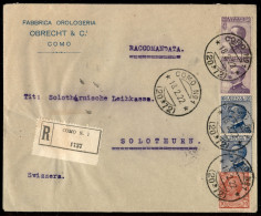 Regno - Vittorio Emanuele III - Tricolore - Busta Raccomandata Affrancata Con 10 Cent Leoni (82) + Coppia Verticale Del  - Autres & Non Classés