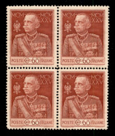Regno - Vittorio Emanuele III - 1925 - 60 Cent Giubileo (186) In Quartina - Gomma Integra - Ottimamente Centrata (400) - Other & Unclassified