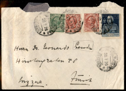 Regno - Vittorio Emanuele III - Tricolore - Busta Affrancata Con 5 Cent + Due 10 Cent Leoni + 1 Lira Giubileo (81 + Due  - Autres & Non Classés