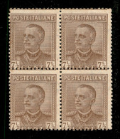 Regno - Vittorio Emanuele III - 1928 - 7 1/2 Cent Parmeggiani (224 Varietà Bca) - Quartina Con Dentellatura Spostata Nei - Autres & Non Classés