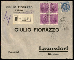 Regno - Vittorio Emanuele III - Lettera Raccomandata Affrancata Con 1,25 Lire Floreale (202) + Quartina Del 50 Cent Parm - Other & Unclassified