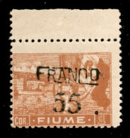 Occupazioni I Guerra Mondiale - Fiume - 1919 - Franco 55 Su 1 Corona (C83eaa) Con Soprastampa Obliqua - Bordo Foglio Con - Other & Unclassified