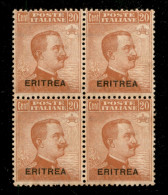 Colonie - Eritrea - 1921 - 20 Cent Soprastampato (49) In Quartina - Gomma Integra - Autres & Non Classés