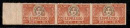 Delcampe - Colonie - Libia - 1921 - 50 Cent (4e) - Striscia Di 3 Bordo Foglio Non Dentellata In Verticale - Gomma Originale - Sonstige & Ohne Zuordnung
