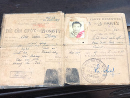 VIET NAM-OLD-ID PASSPORT INDO-CHINA-name-CAO VAN HUY-1951-1pcs Book - Sammlungen